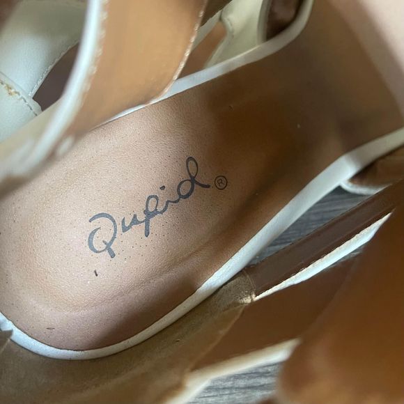 Qupid women’s white lace up peep toe bootie sandals size 7.5 - Picture 6 of 8